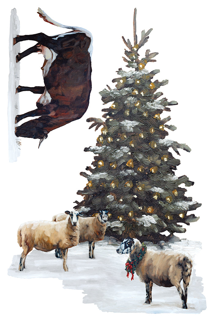 A Cotswold Christmas IOD Transfer Pad 8x12 | Hand-Painted Oil Artwork | Holiday Craft Supplies | Junk Journal Ephemera | DIY Winter Décor