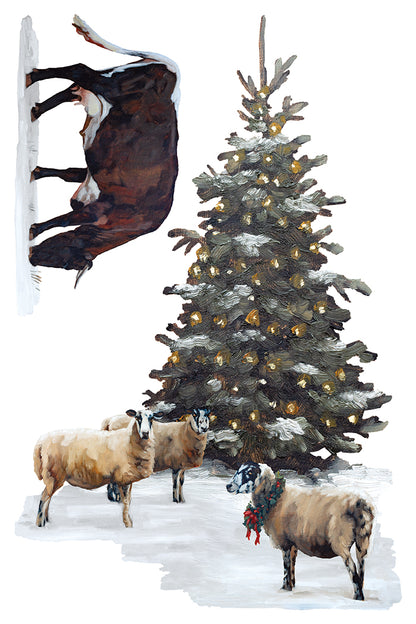 A Cotswold Christmas IOD Transfer Pad 8x12 | Hand-Painted Oil Artwork | Holiday Craft Supplies | Junk Journal Ephemera | DIY Winter Décor