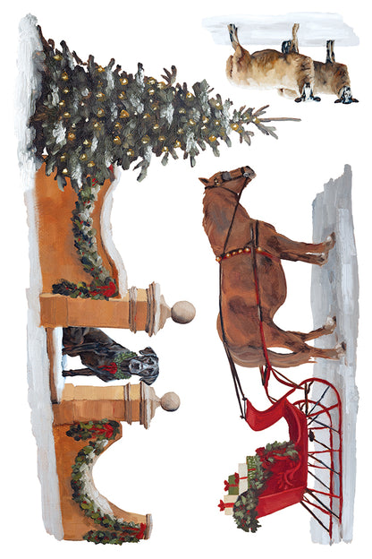 A Cotswold Christmas IOD Transfer Pad 8x12 | Hand-Painted Oil Artwork | Holiday Craft Supplies | Junk Journal Ephemera | DIY Winter Décor