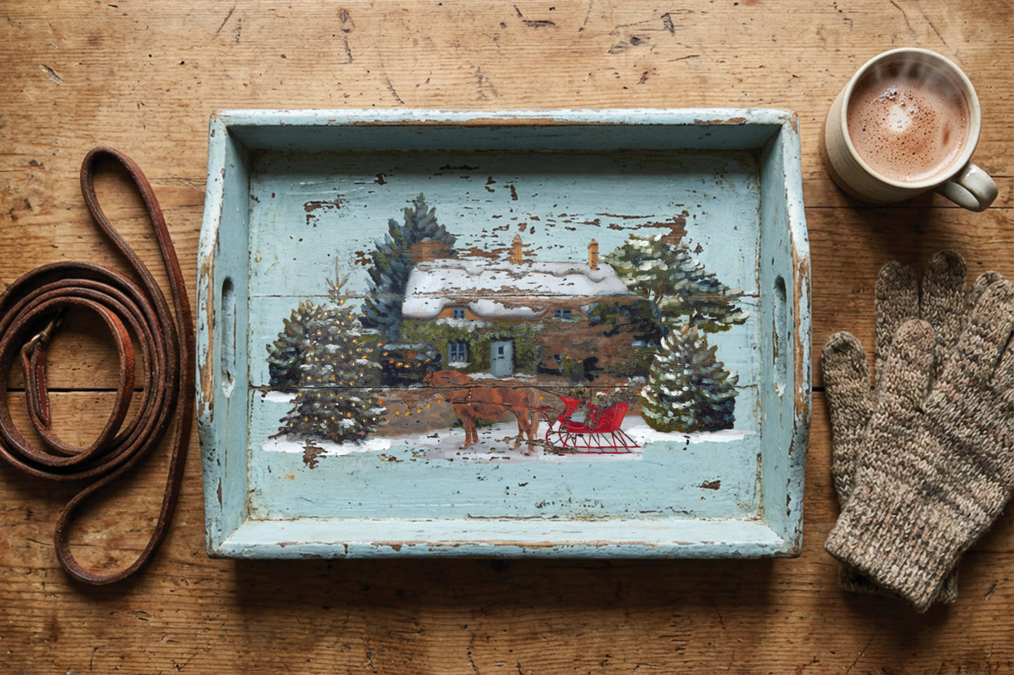 A Cotswold Christmas IOD Transfer Pad 8x12 | Hand-Painted Oil Artwork | Holiday Craft Supplies | Junk Journal Ephemera | DIY Winter Décor