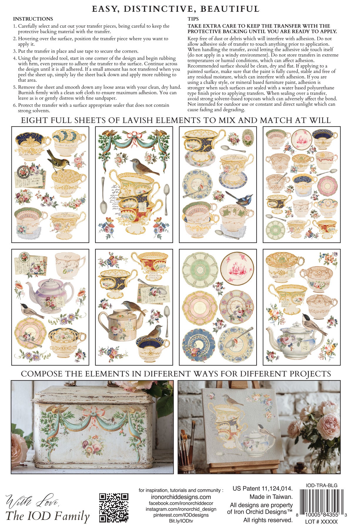 The Belgravia Teacups IOD Transfer 8x12 Pad