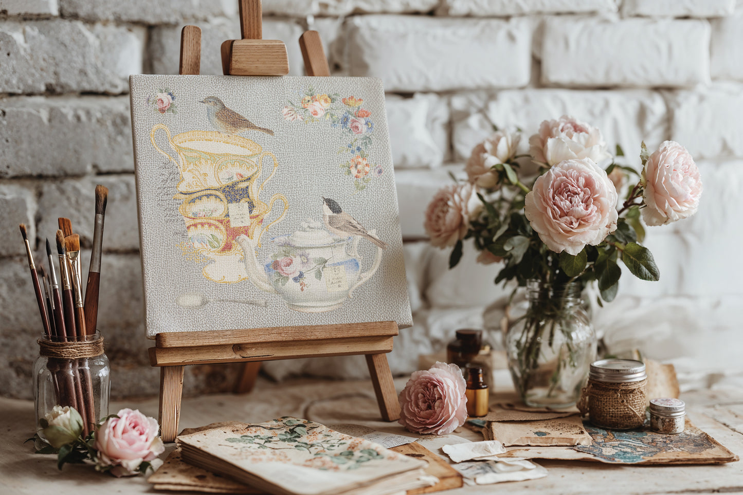 The Belgravia Teacups IOD Transfer 8x12 Pad