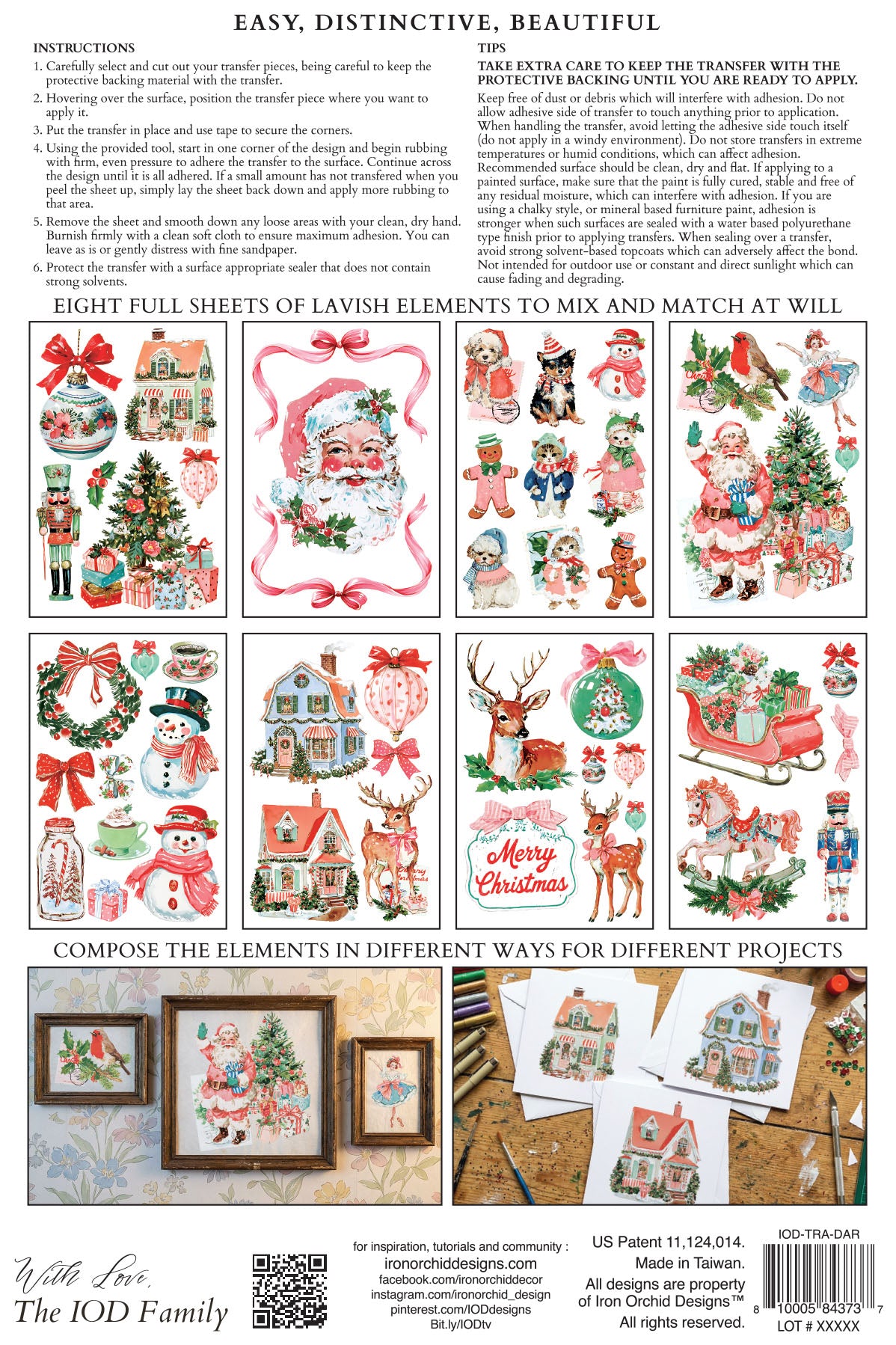 Darling Holiday IOD Transfer Pad 8x12 | Retro Nostalgic Christmas Style | Holiday Craft Supplies | Junk Journal Ephemera | DIY Winter Décor