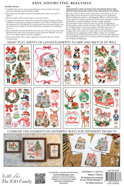 Darling Holiday IOD Transfer Pad 8x12 | Retro Nostalgic Christmas Style | Holiday Craft Supplies | Junk Journal Ephemera | DIY Winter Décor