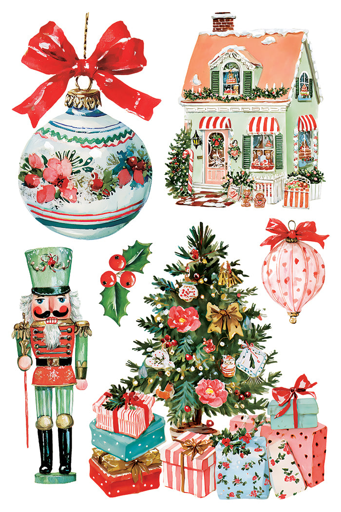Darling Holiday IOD Transfer Pad 8x12 | Retro Nostalgic Christmas Style | Holiday Craft Supplies | Junk Journal Ephemera | DIY Winter Décor