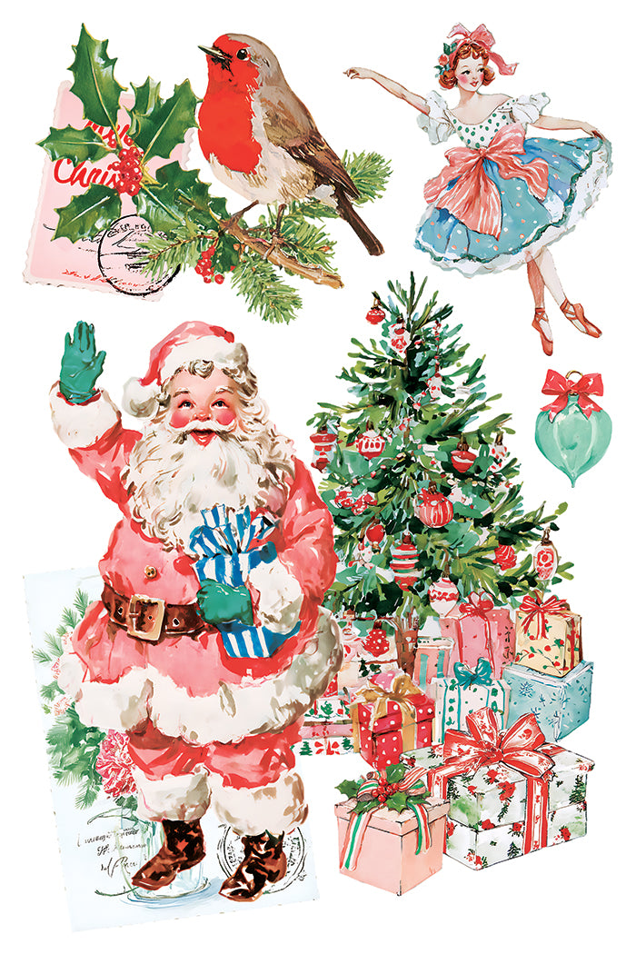 Darling Holiday IOD Transfer Pad 8x12 | Retro Nostalgic Christmas Style | Holiday Craft Supplies | Junk Journal Ephemera | DIY Winter Décor