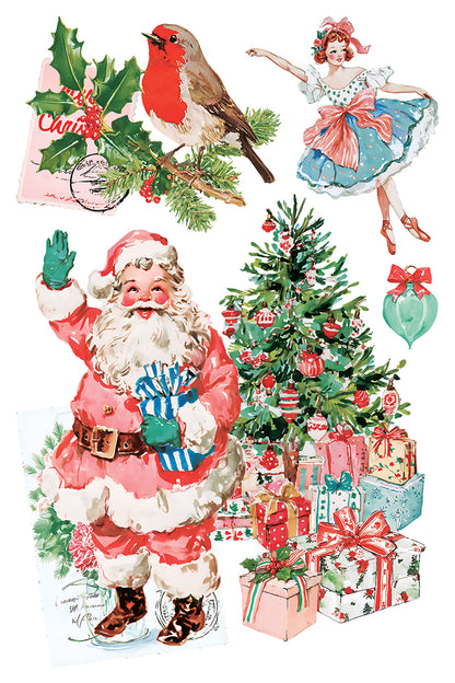 Darling Holiday IOD Transfer Pad 8x12 | Retro Nostalgic Christmas Style | Holiday Craft Supplies | Junk Journal Ephemera | DIY Winter Décor