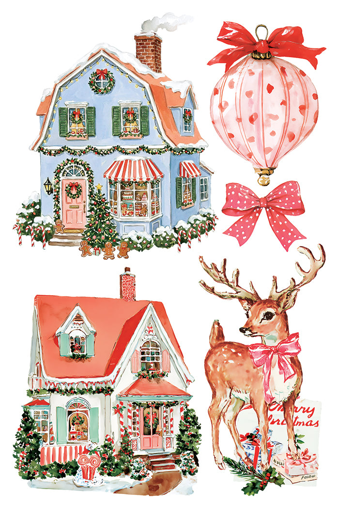 Darling Holiday IOD Transfer Pad 8x12 | Retro Nostalgic Christmas Style | Holiday Craft Supplies | Junk Journal Ephemera | DIY Winter Décor