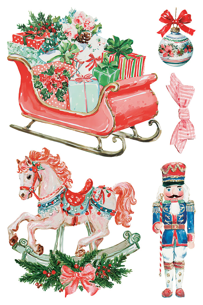 Darling Holiday IOD Transfer Pad 8x12 | Retro Nostalgic Christmas Style | Holiday Craft Supplies | Junk Journal Ephemera | DIY Winter Décor