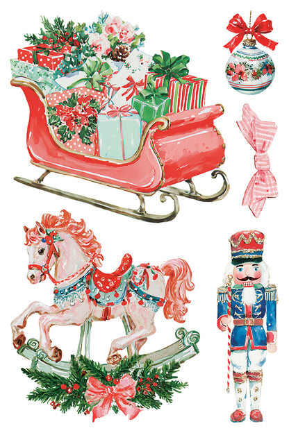 Darling Holiday IOD Transfer Pad 8x12 | Retro Nostalgic Christmas Style | Holiday Craft Supplies | Junk Journal Ephemera | DIY Winter Décor