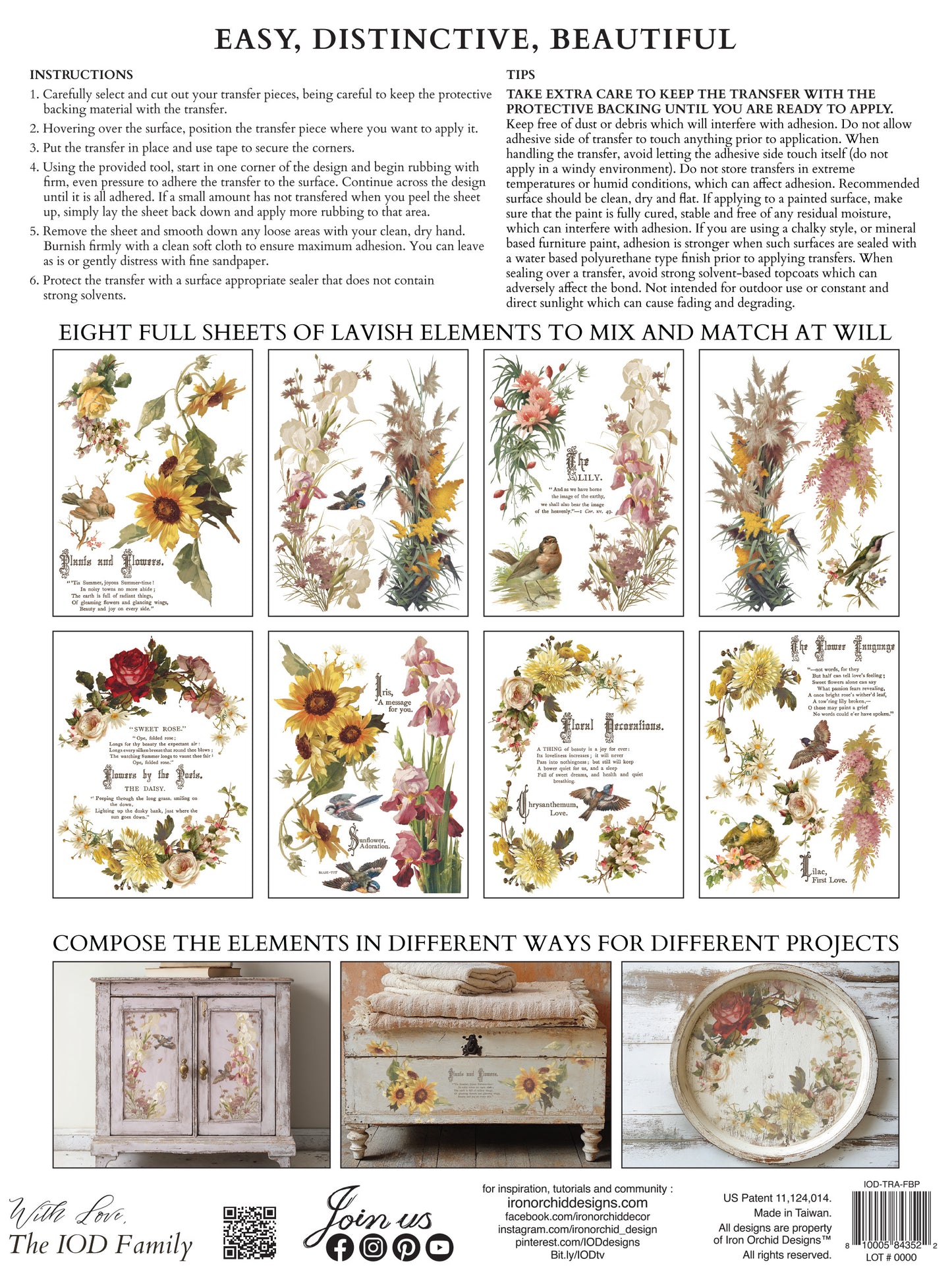 Flowers by the Poets poem IOD Transfer 12x16 Pad