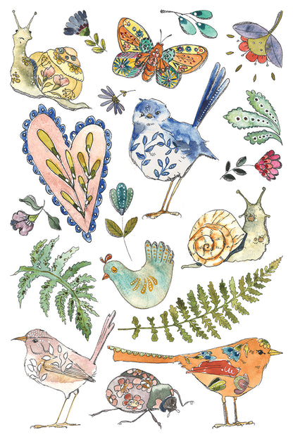 Fern Fables IOD Transfer 8x12 Pad I hand painted watercolor