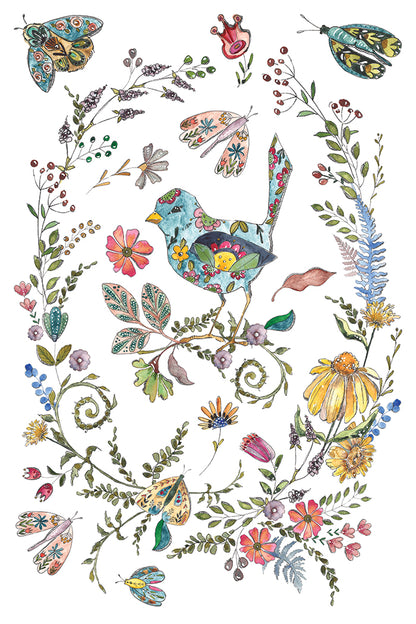 Fern Fables IOD Transfer 8x12 Pad I hand painted watercolor