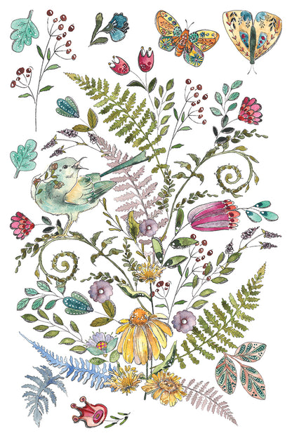 Fern Fables IOD Transfer 8x12 Pad I hand painted watercolor