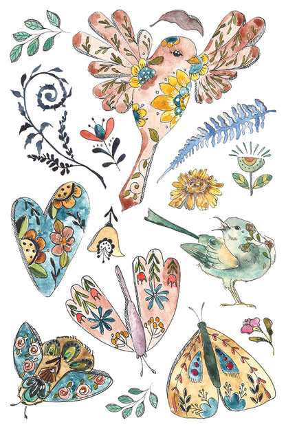 Fern Fables IOD Transfer 8x12 Pad I hand painted watercolor
