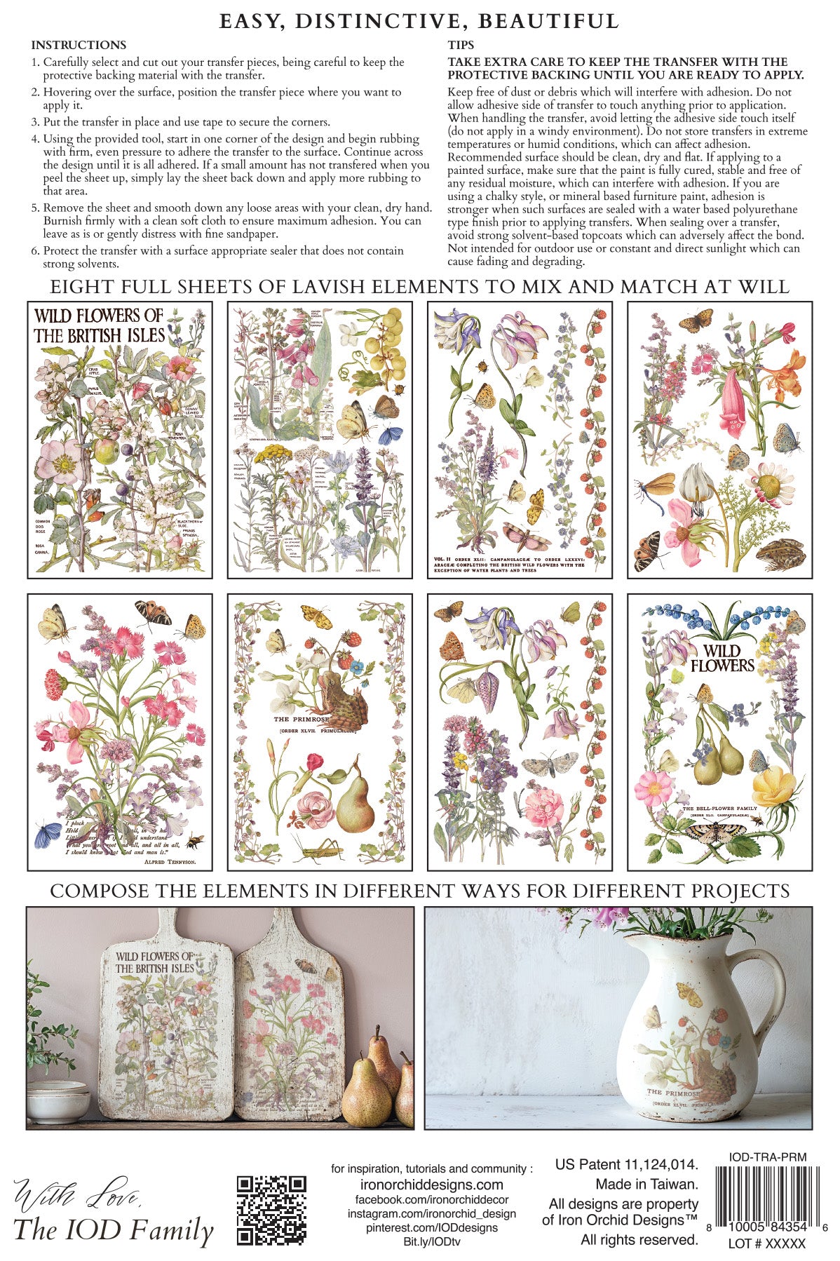 Primrose Isle floral IOD Transfer 8x12 Pad - Wild Flowers