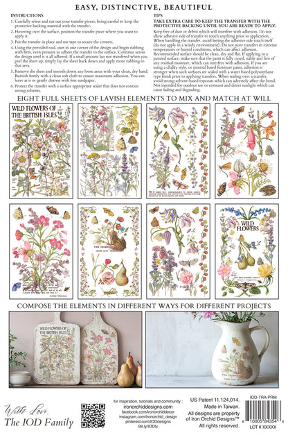 Primrose Isle floral IOD Transfer 8x12 Pad - Wild Flowers