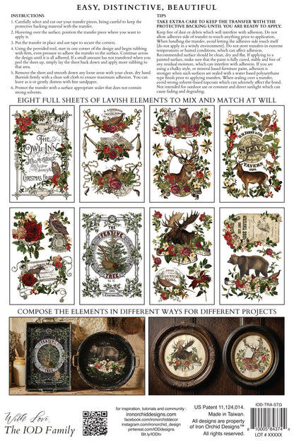 Stag Tavern IOD Transfer Pad 8x12 | English Hunt Club Holiday Style | Seasonal Home Decor | DIY Décor