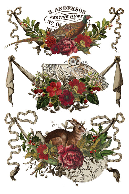 Stag Tavern IOD Transfer Pad 8x12 | English Hunt Club Holiday Style | Seasonal Home Decor | DIY Décor
