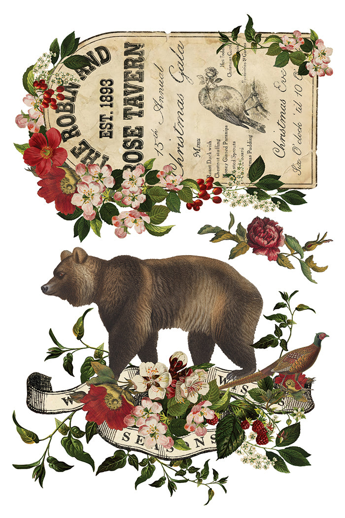 Stag Tavern IOD Transfer Pad 8x12 | English Hunt Club Holiday Style | Seasonal Home Decor | DIY Décor
