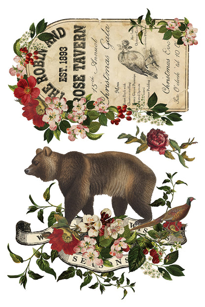 Stag Tavern IOD Transfer Pad 8x12 | English Hunt Club Holiday Style | Seasonal Home Decor | DIY Décor