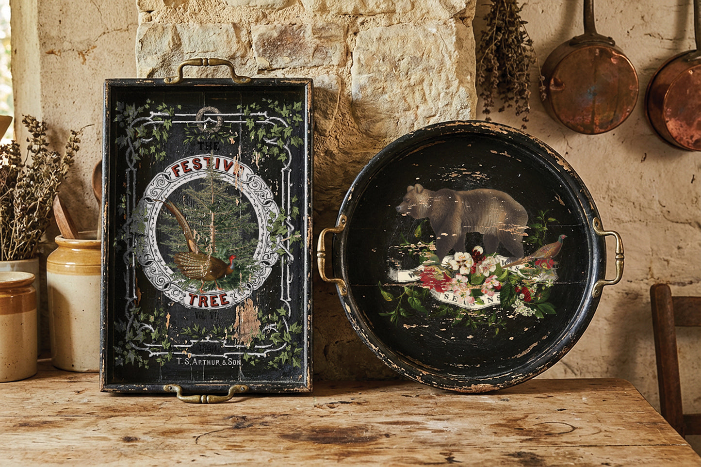 Stag Tavern IOD Transfer Pad 8x12 | English Hunt Club Holiday Style | Seasonal Home Decor | DIY Décor