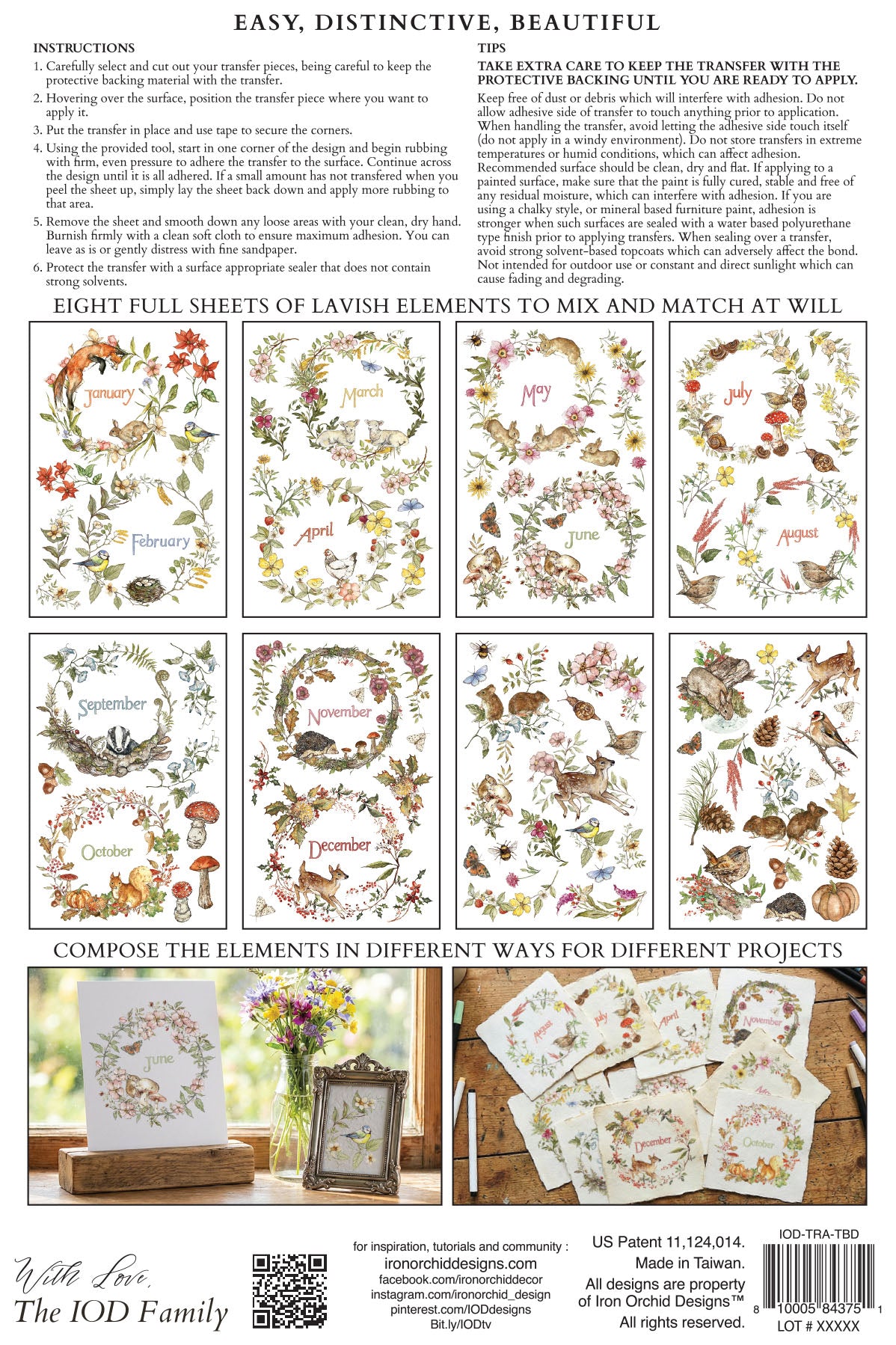 The Bramblewood Diaries IOD Transfer Pad 8x12 | Woodland Creatures & Botanicals | Seasonal Home Decor | Junk Journal Ephemera | DIY Décor