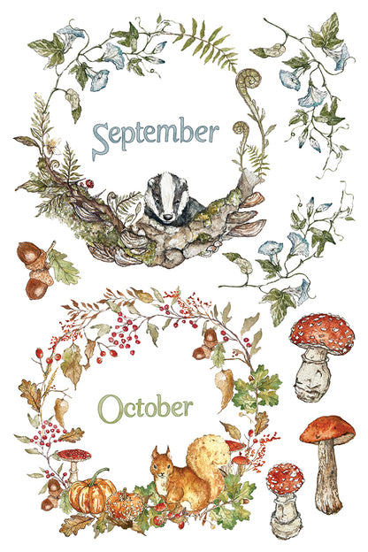 The Bramblewood Diaries IOD Transfer Pad 8x12 | Woodland Creatures & Botanicals | Seasonal Home Decor | Junk Journal Ephemera | DIY Décor