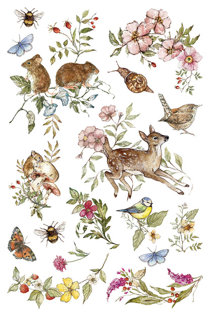 The Bramblewood Diaries IOD Transfer Pad 8x12 | Woodland Creatures & Botanicals | Seasonal Home Decor | Junk Journal Ephemera | DIY Décor