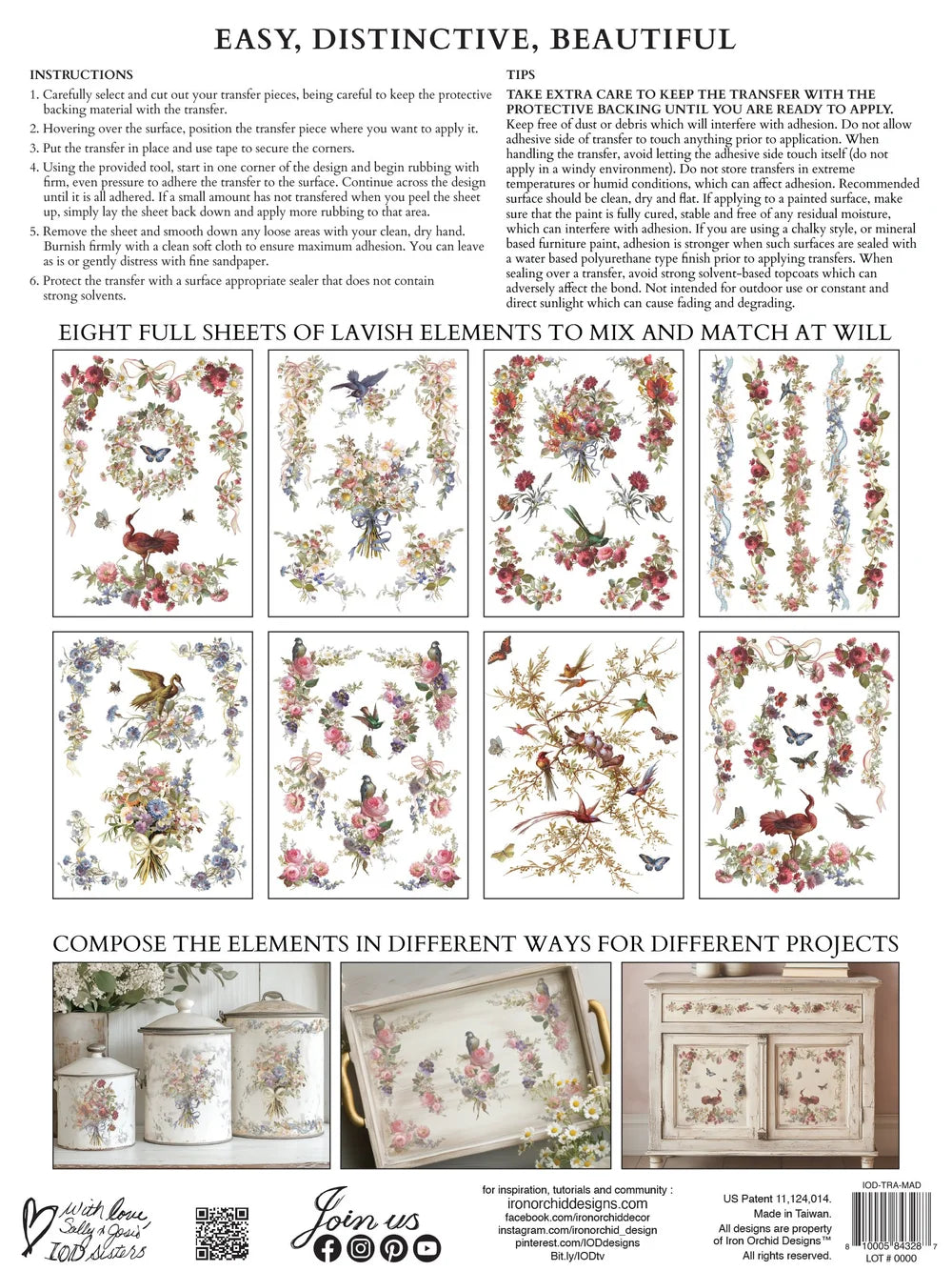 Madeleine 12 x 16 transfer | vintage Parisian florals