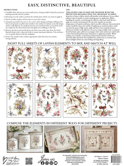 Madeleine 12 x 16 transfer | vintage Parisian florals