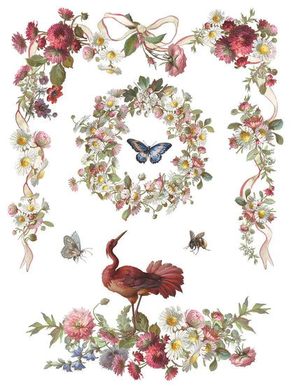 Madeleine 12 x 16 transfer | vintage Parisian florals