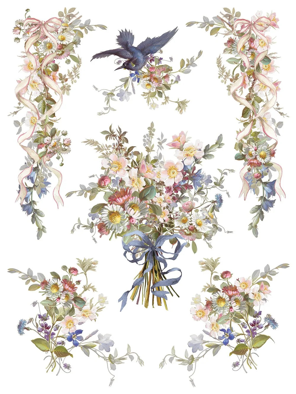 Madeleine 12 x 16 transfer | vintage Parisian florals