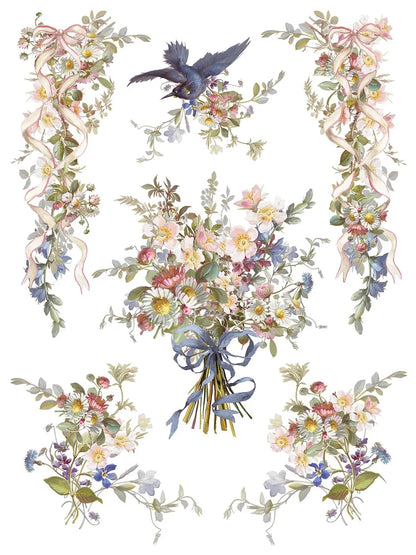 Madeleine 12 x 16 transfer | vintage Parisian florals