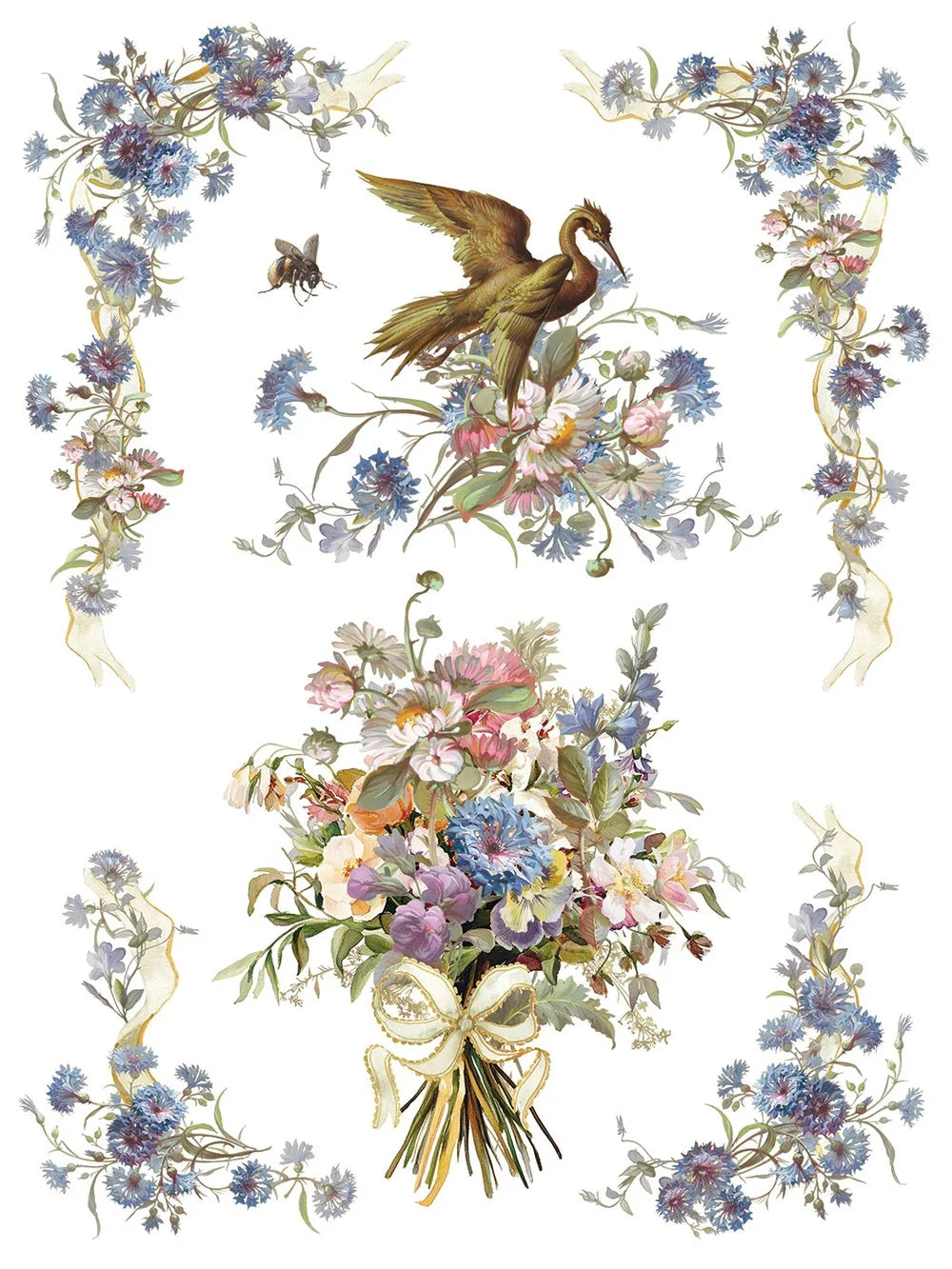 Madeleine 12 x 16 transfer | vintage Parisian florals