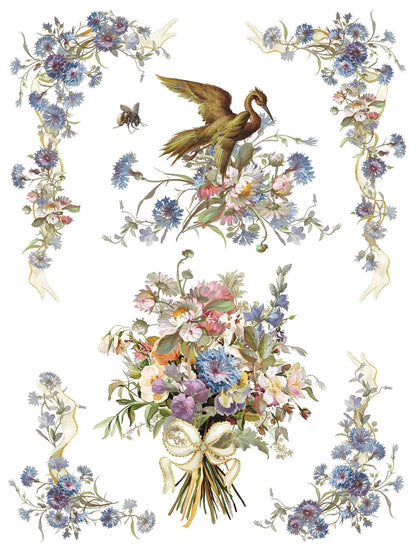 Madeleine 12 x 16 transfer | vintage Parisian florals