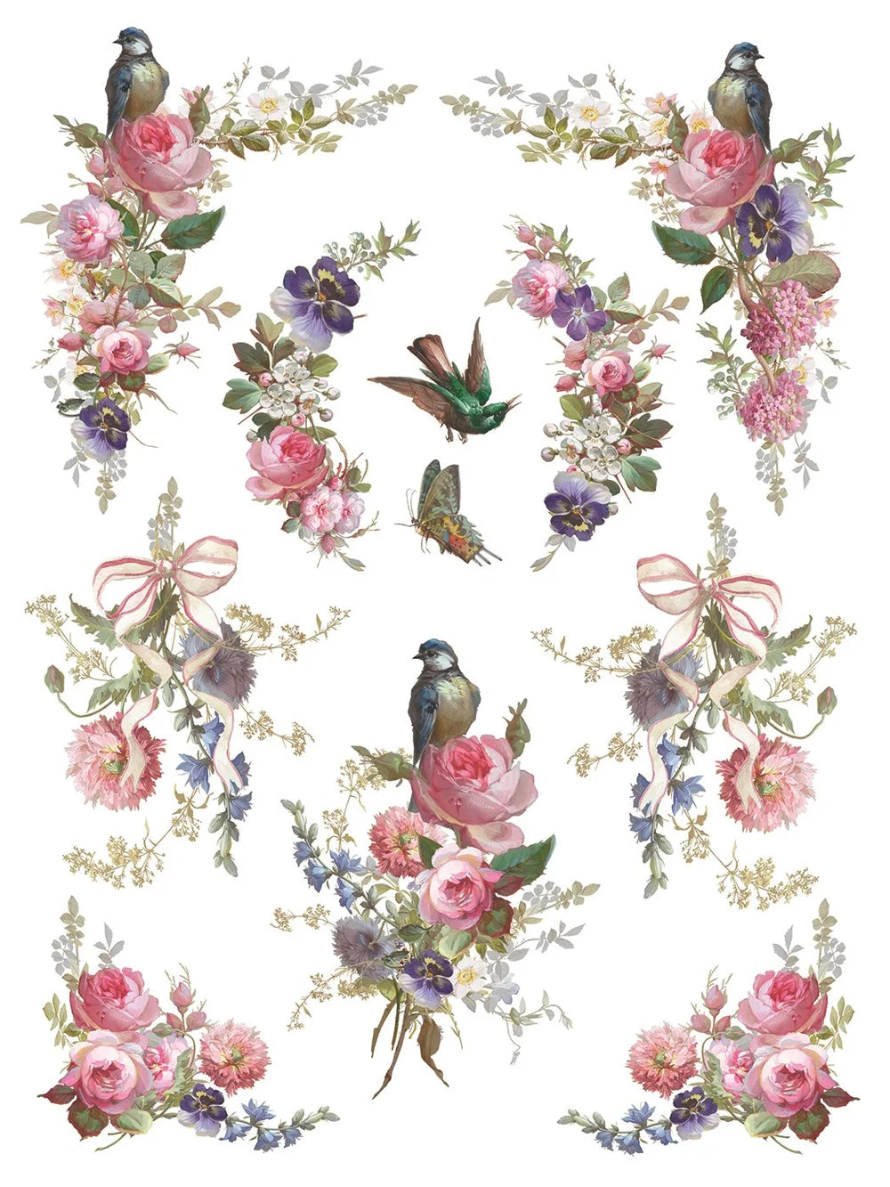 Madeleine 12 x 16 transfer | vintage Parisian florals