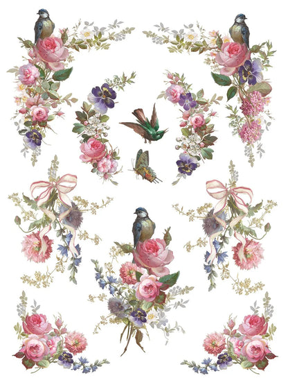 Madeleine 12 x 16 transfer | vintage Parisian florals