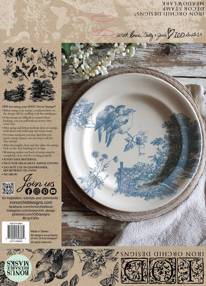 Meadowlark 12 x 12 IOD French toile bird stamp
