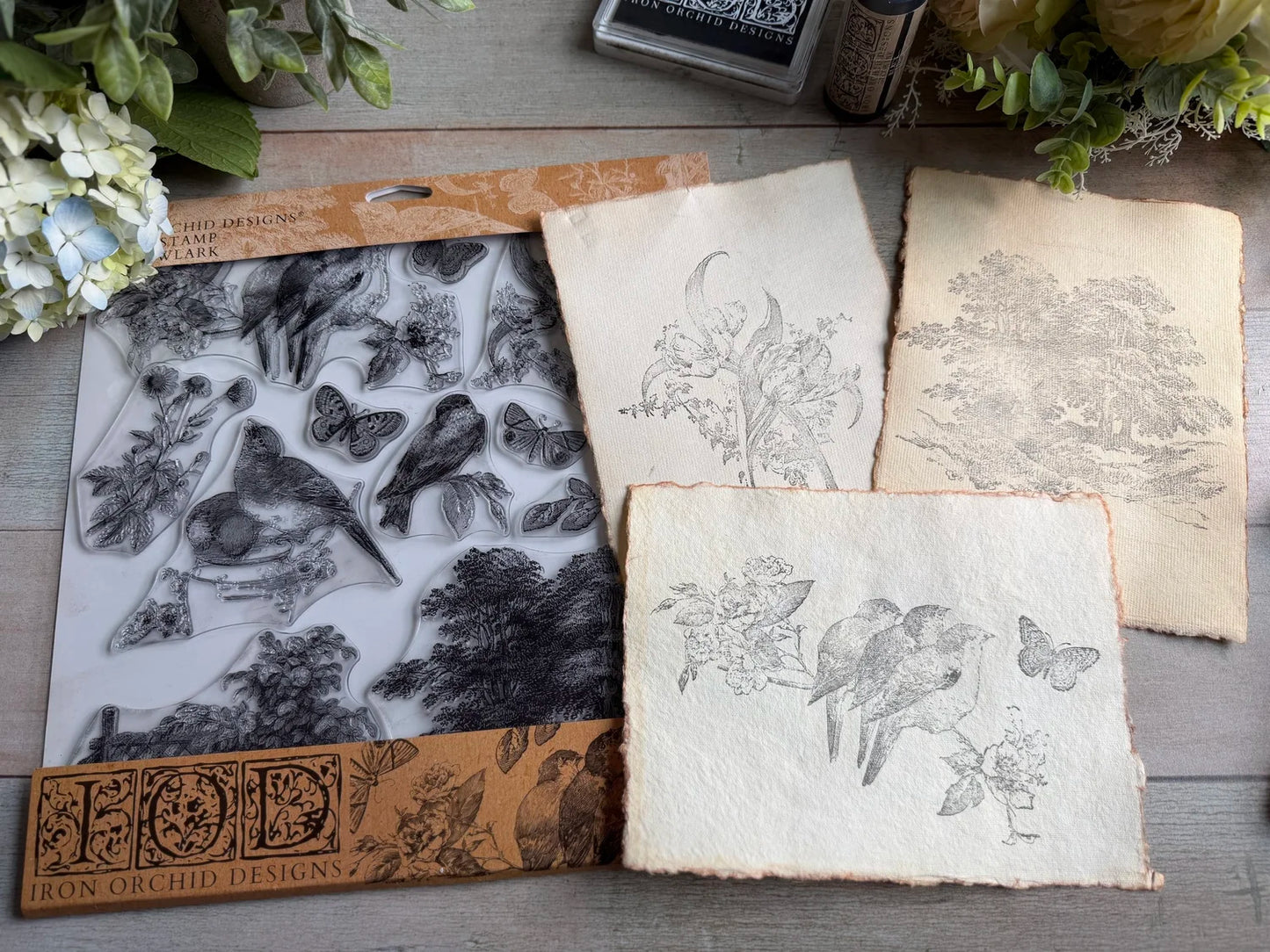 Meadowlark 12 x 12 IOD French toile bird stamp