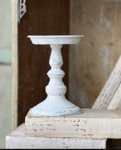 Candle Holder | 7" | Cream white | chippy finish | riser candle stick