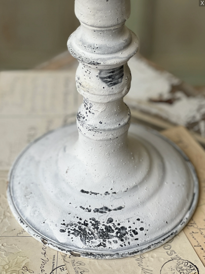 Candle Holder | 7" | Cream white | chippy finish | riser candle stick
