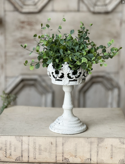 Crown Line Holder | 7.75" | Cream white | chippy finish | riser candle stick | romatic