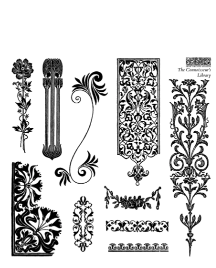 The Connoisseur's Library Labels 6x6 IOD Stamp 4 pack