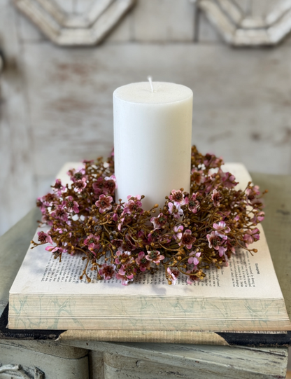 Emmeline Candle Ring | 9” | Heather | faux floral home decor