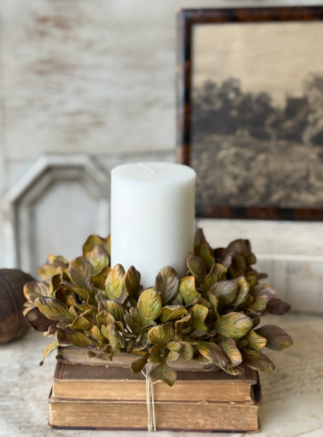 Sepia Groves Candle Ring | wreath | 9”