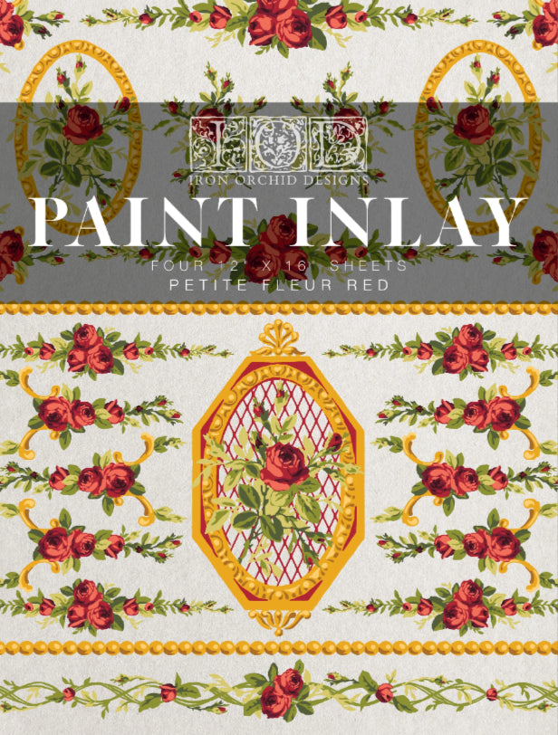 PETITE FLEUR RED IOD PAINT INLAY 12X16 PAD