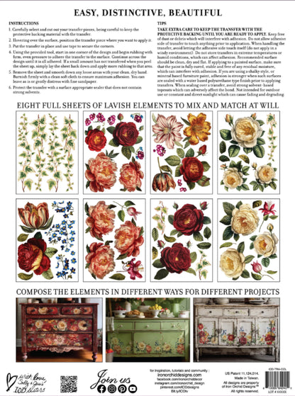 Collage de Fleurs IOD Transfer 12x16 Pad I Roses