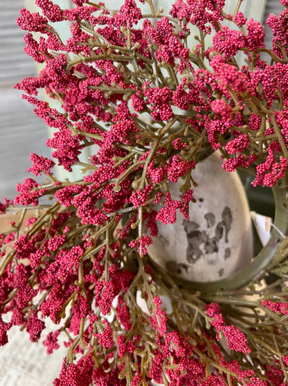Fall Array Astilbe Candle Ring | Red | 9" | Christmas Faux Floral Greenery