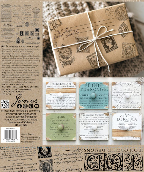 Ephemeral Type IOD Stamp, 12”x12”, Single Sheet